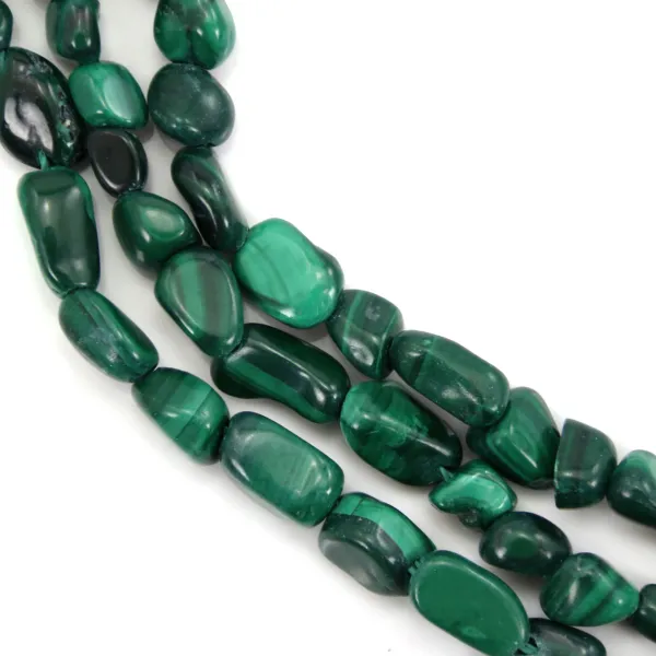 Nugget de malaquita barroca de 4-6mm x 39cm.