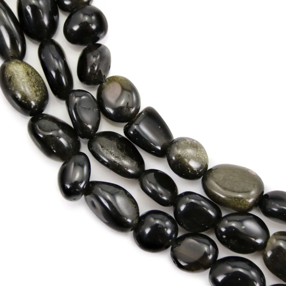 Obsidienne baroque nugget 6-8mm x 40cm