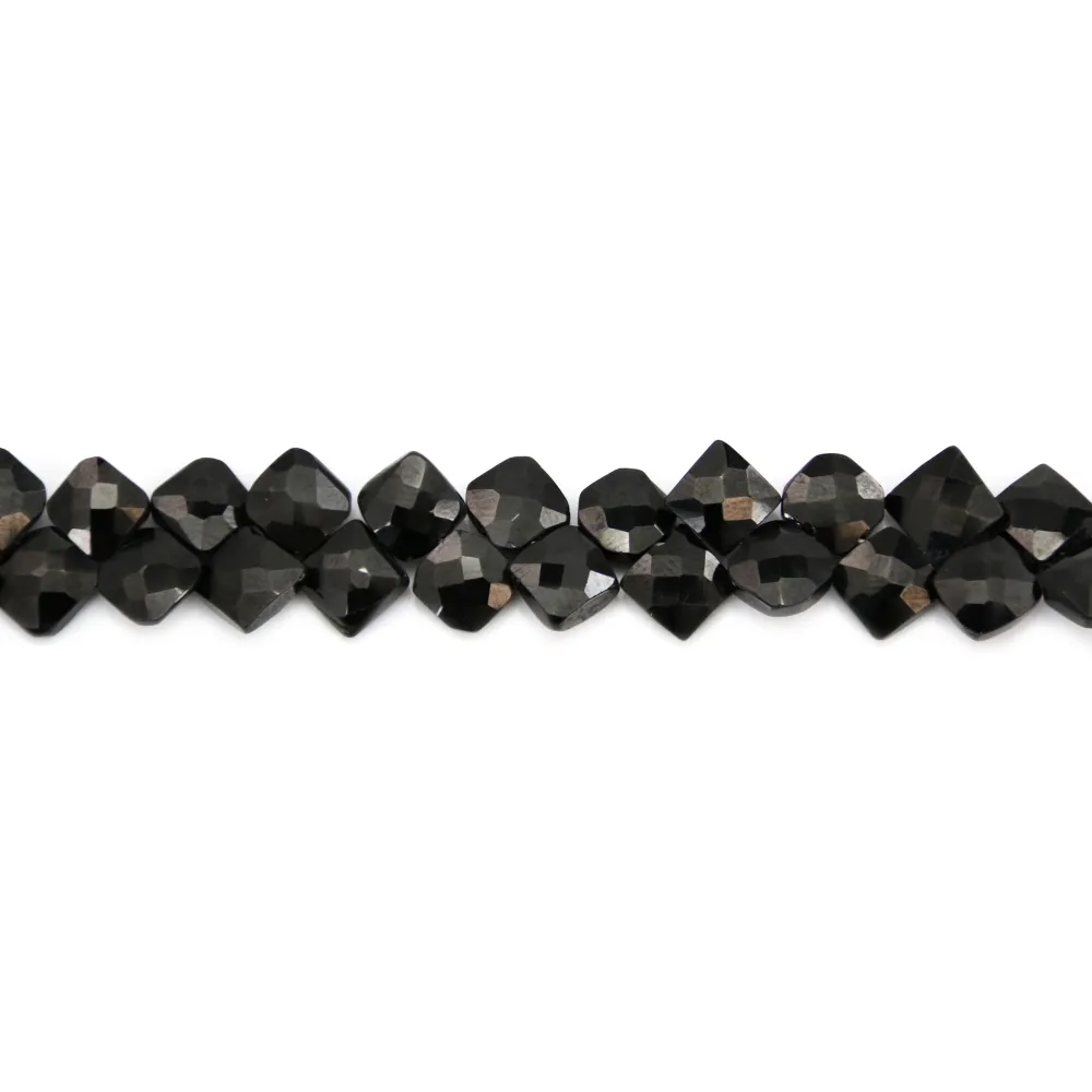 Spinello nero a forma di losanga sfaccettato 7-8mm x 21cm