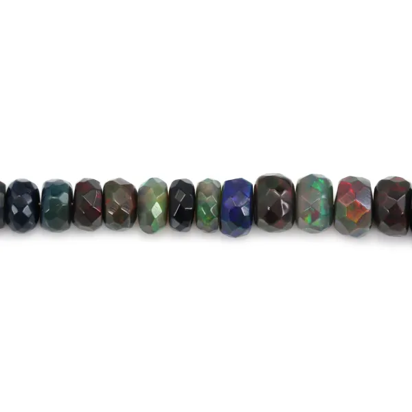 Ethiopian black opal treated faceted rondelle graduated 3.5-5.5mm x 40cm