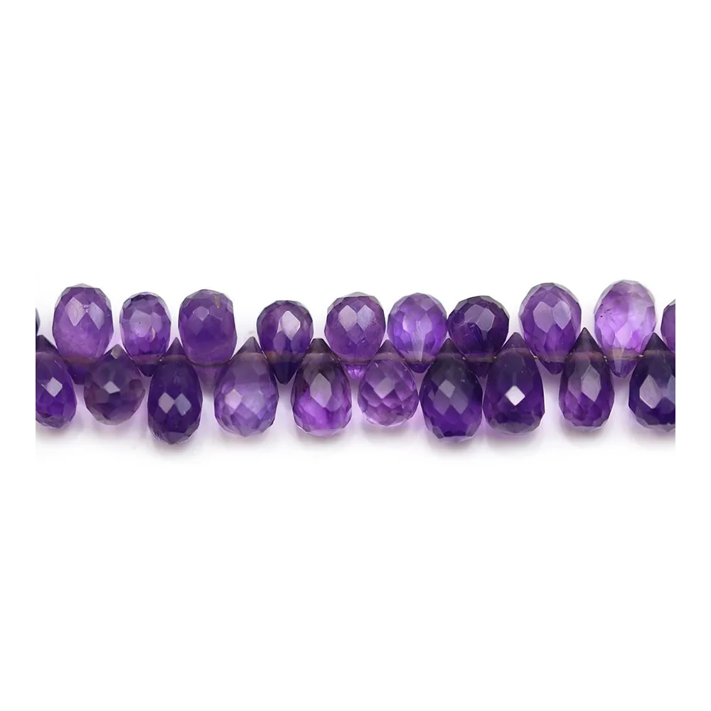 Amethyst Tropfen Facettiert Rund 8x13mm x 40cm