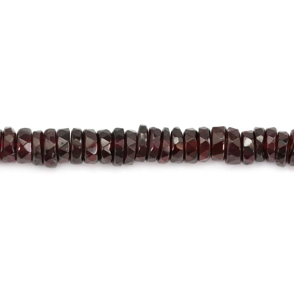 Granada redonda facetada heishi 4-5mm x 40cm