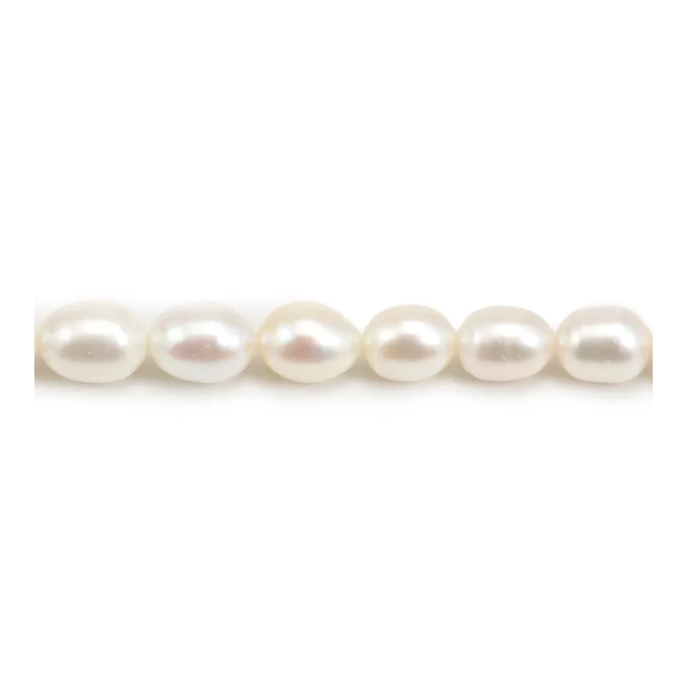 Perle de culture d'eau douce, blanche, olive, 6-7mm x 38cm