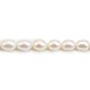 Freshwater cultured pearl, white, olive, 6-7mm x 38cm