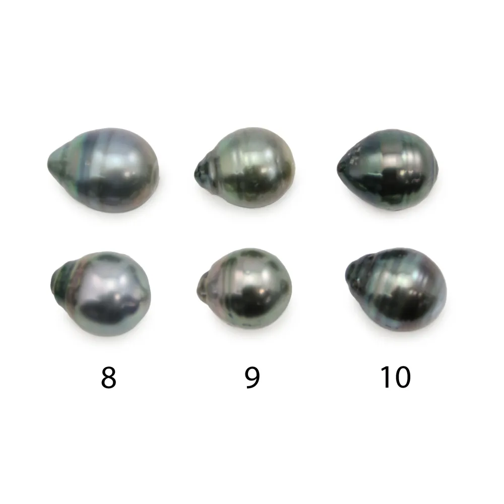 Tahitianische Perlen, Tropfenform, 11-12mm x 2 Stück