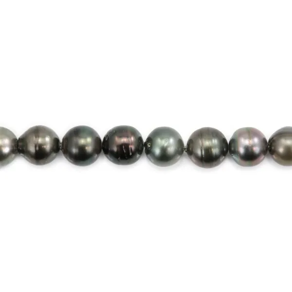 Tahitian cultured pearl, half-round/drop shape, 8-10 mm x 42 cm