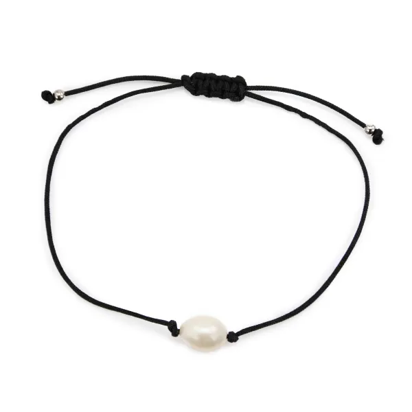 White Freshwater Cultured Pearl Bracelet - Adjustable Cord x 1pc