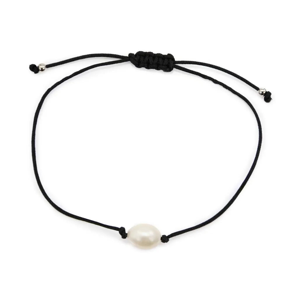 Freshwater pearl white cord bracelet