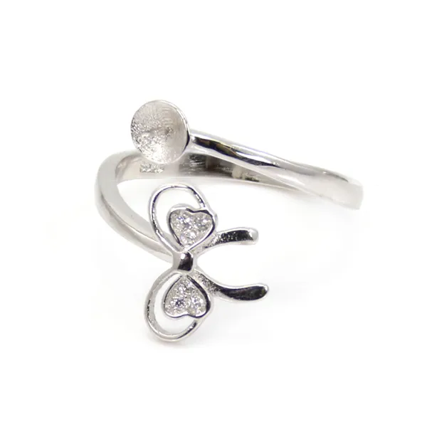 Anillo ajustable noeud de cinta para semi percée - circonita cúbica y Plata de ley 925 rodinada x 1ud