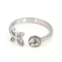 Bague réglable fleur pour semi percée - oxyde zirconium & Argent 925 rhodié x 1pc