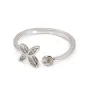 Bague fine réglable fleur pour semi percée - oxyde zirconium & Argent 925 rhodié x 1pc