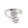 Bague réglable Dhalia pour semi percée - oxyde zirconium & Argent 925 rhodié x 1pc