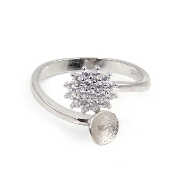 Anello regolabile Dhalia per semi percée - ossido di zirconio & Argento 925 rodio x 1pc