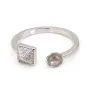 Bague réglable pyramide pour semi percée - oxyde zirconium & Argent 925 rhodié x 1pc