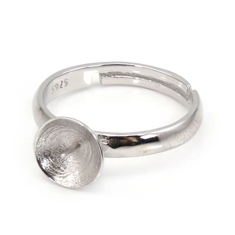 Anillo ajustable para semi perforado - Plata 925 rodinada x 1ud