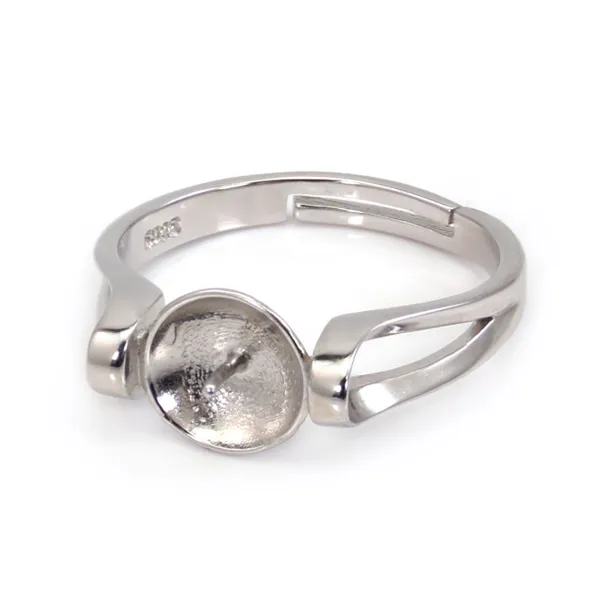 Anillo ajustable estilizado para semi perforado - Plata 925 rodinada x 1ud