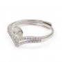 Adjustable tiara ring for semi pierced - cubic zirconia & Rhodium plated Silver x 1pc