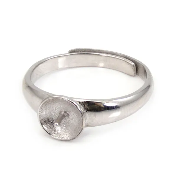 Anillo ajustable grueso para semi perforado - Plata 925 rodinada x 1ud