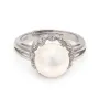 Bague réglable cercle stylisé pour semi percé - oxyde zirconium & Argent 925 rhodié x 1pc