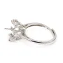 Bague réglable couronne pour semi percé - oxyde zirconium & Argent 925 rhodié x 1pc