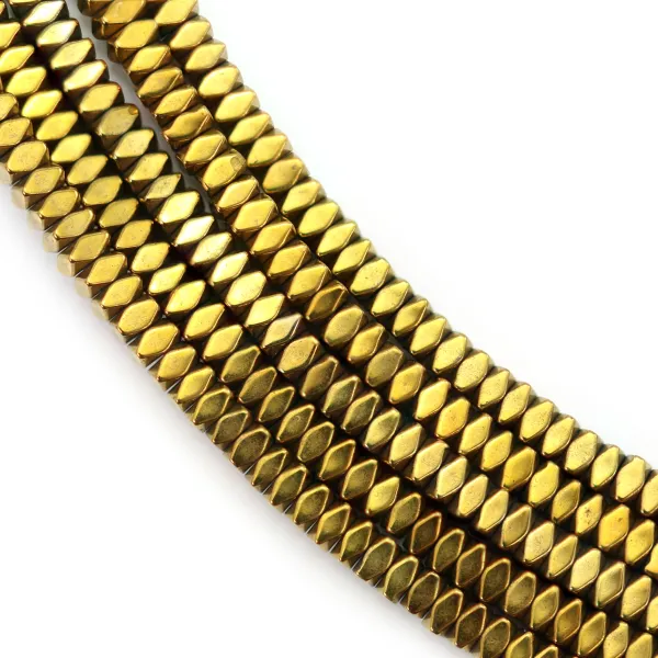 Golden hematite faceted square roundel 1.2x2mm x 39cm