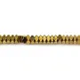 Hematita dourada, disco quadrado facetado 1.2x2mm x 39cm