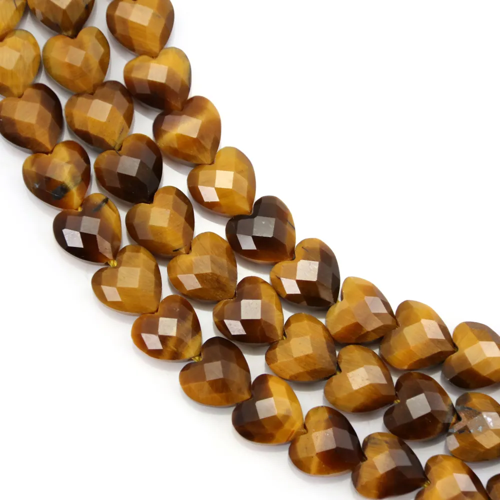 Tiger Eye faceted heart 8mm x 38cm