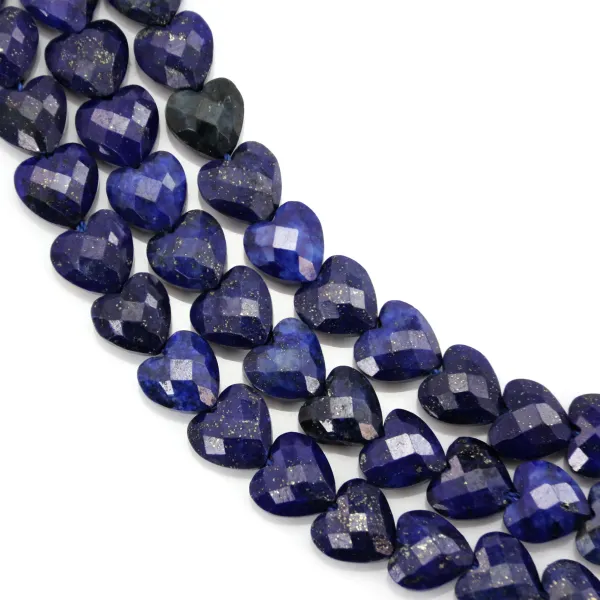Lapislazuli gefärbt, facettiertes Herz, 8mm x 38cm.