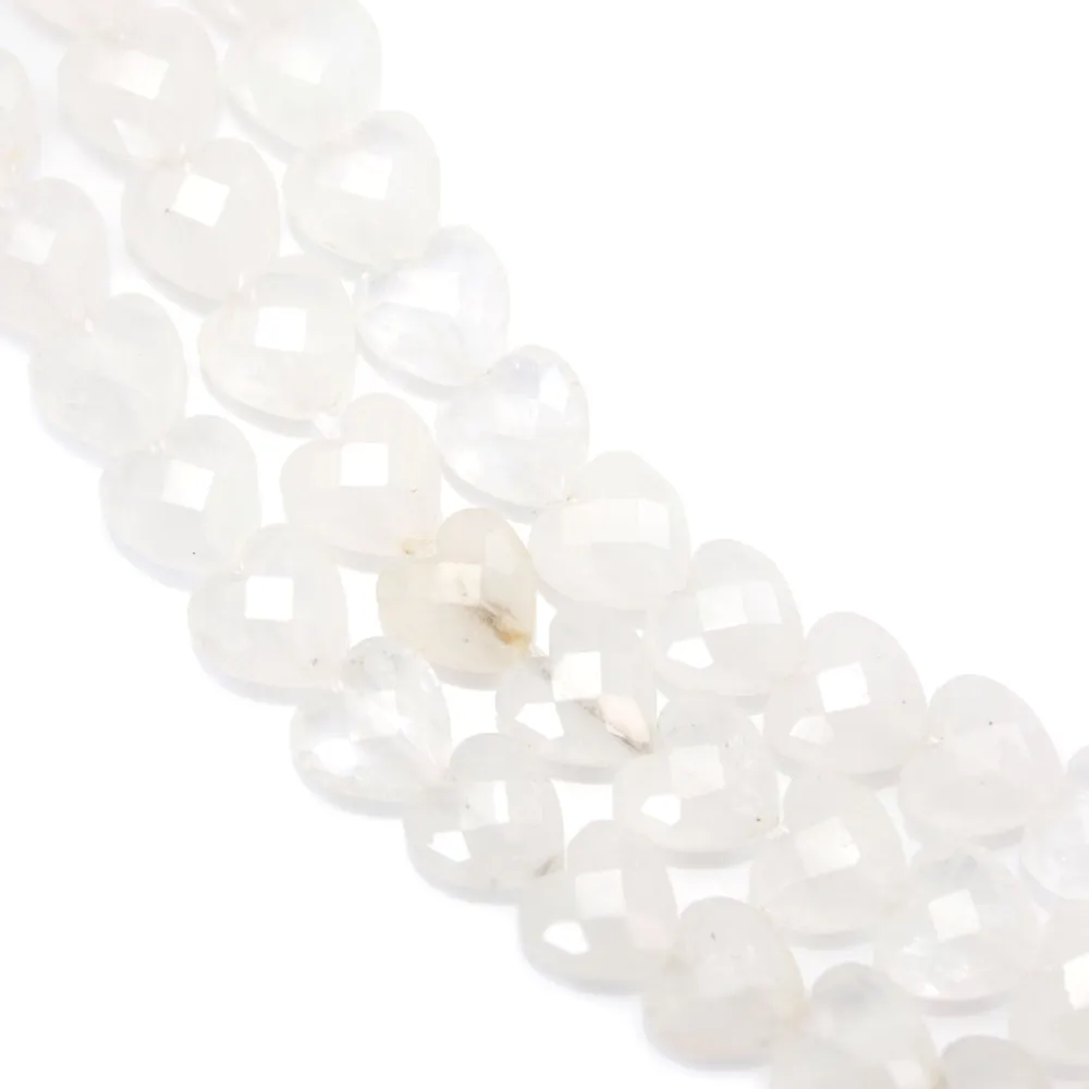 Faceted rock crystal heart 8mm x 38cm