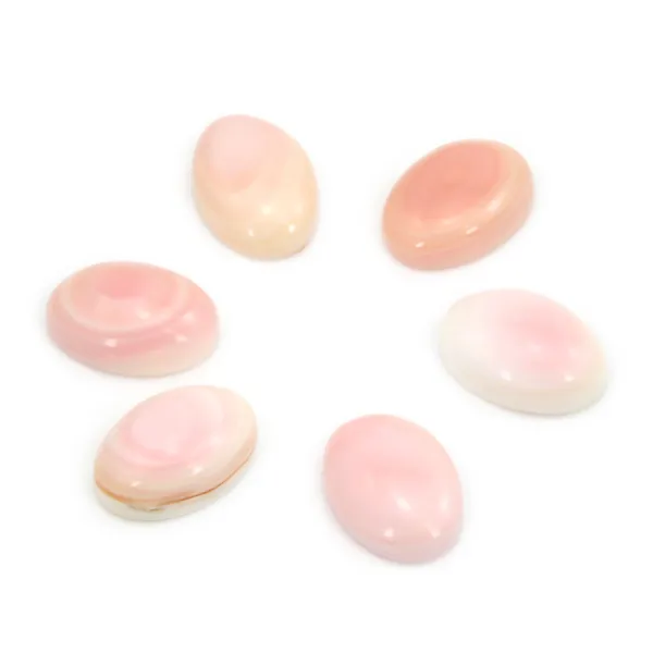 Cabujón de Concha de Lambi rosa ovalado 5x7mm x 2 piezas