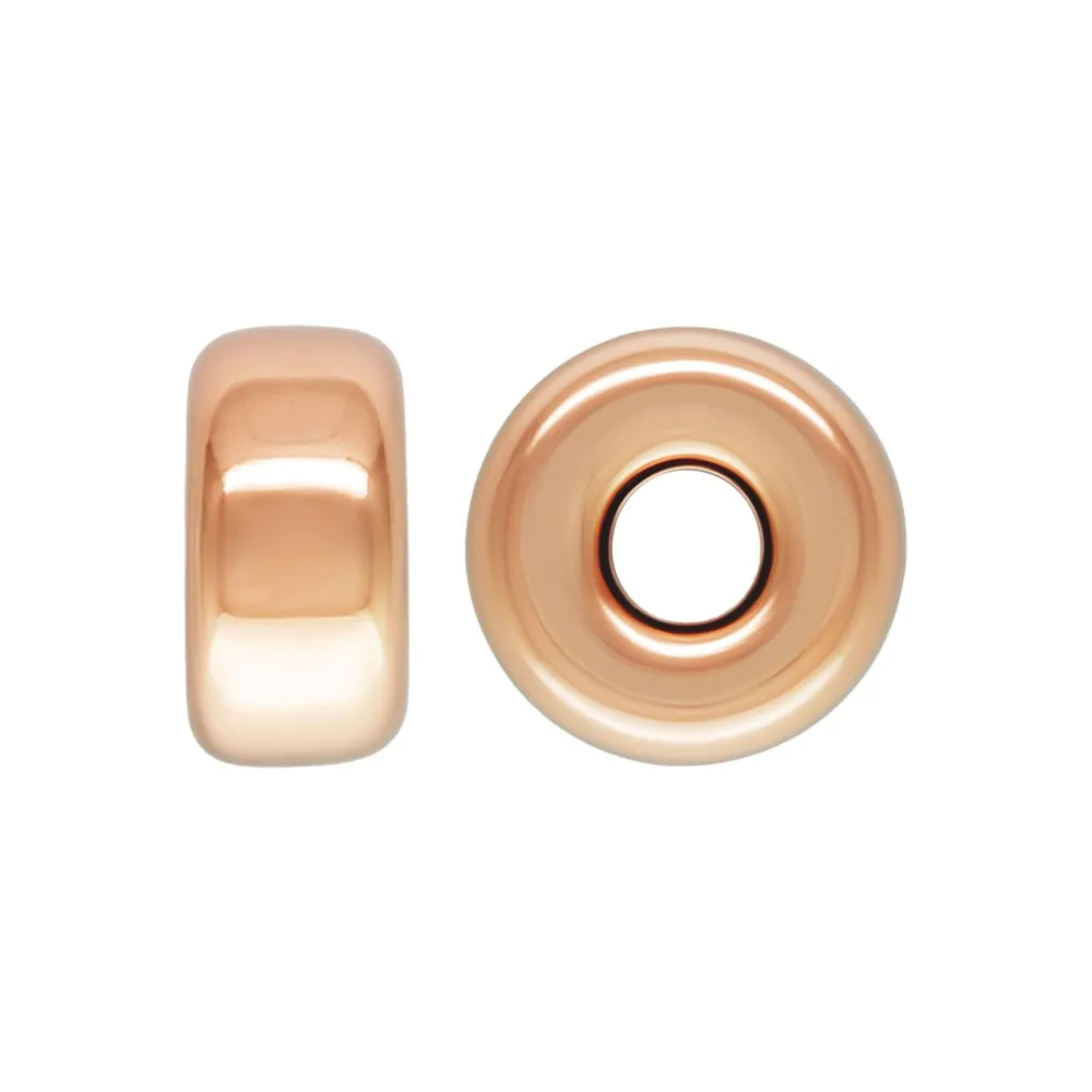 Rondelle de oro relleno rosado de 14k, 4x2mm x 4 piezas.