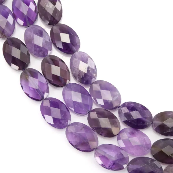 Amethyst, faceted oval, 10x14mm x 38cm