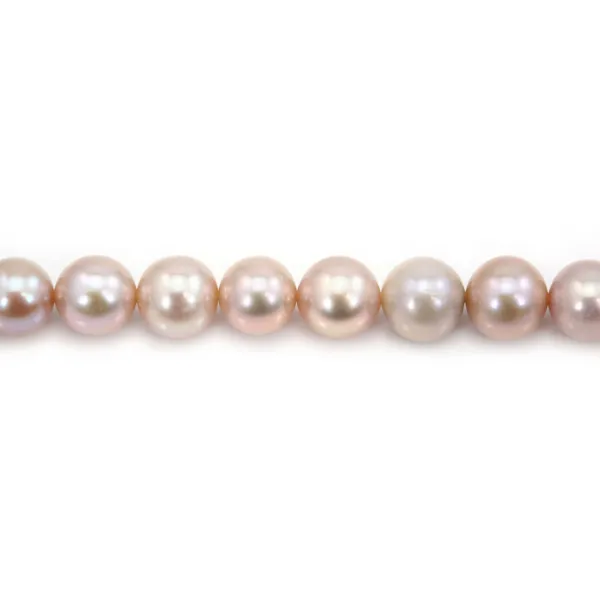 Freshwater cultured pearls, mauve, round, 8-9mm x 39cm