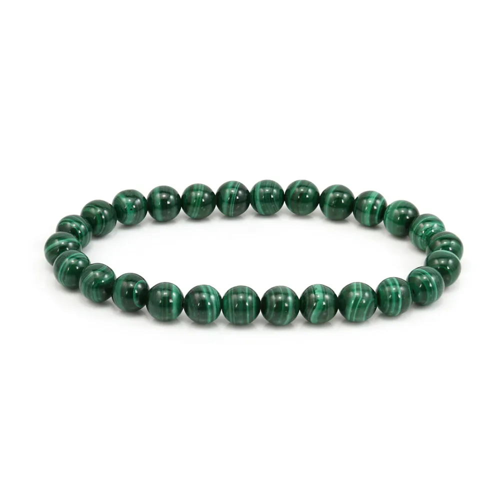 Pulseira de Malaquita redonda 8mm - Elástico x 1 unidade