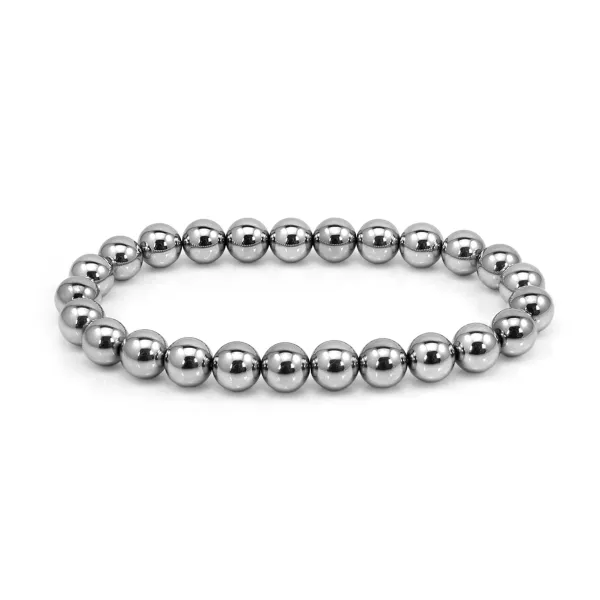 Hematite silver round bracelet 8mm - Elastic x 1pc