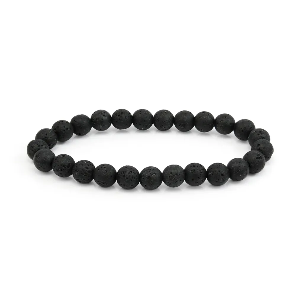 Bracelet Pierre de lave rond 8mm - Elastique x 1pc