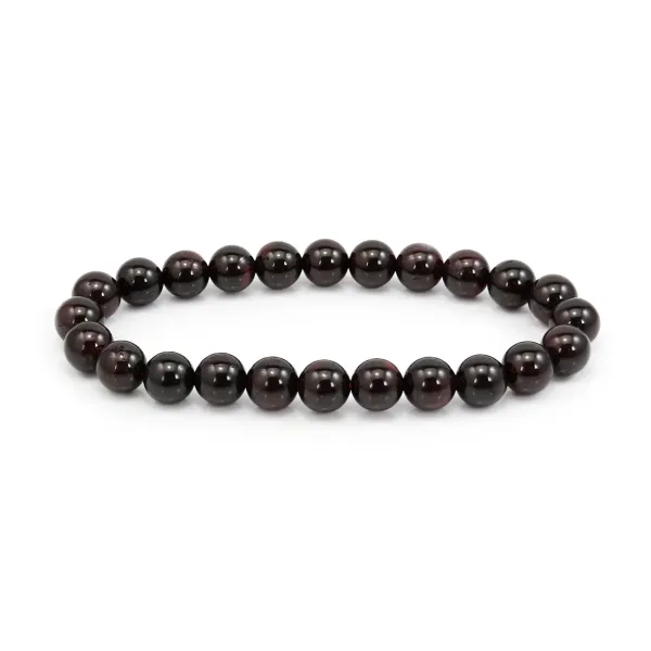 Pulseira de Granada redonda 8mm - Elástico x 1 unidade