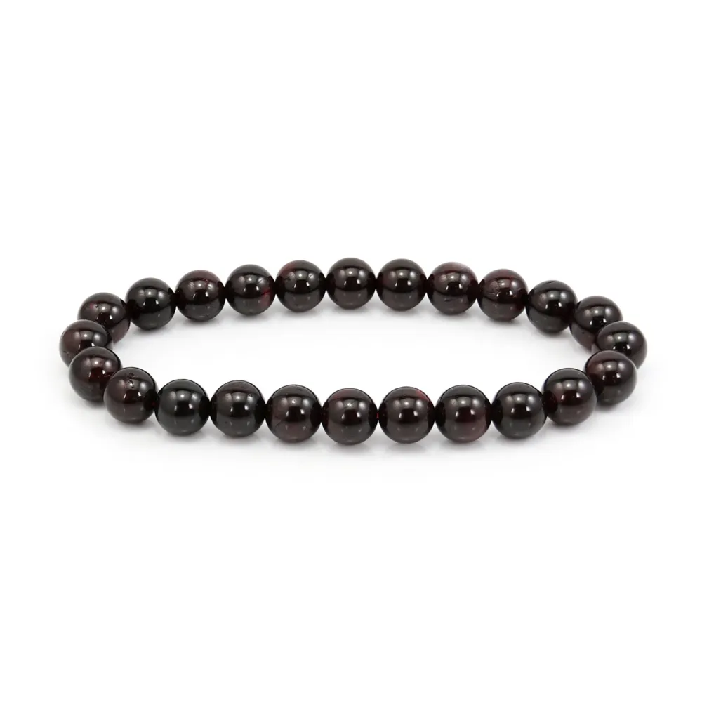 Pulseira de Granada redonda 8mm - Elástico x 1 unidade