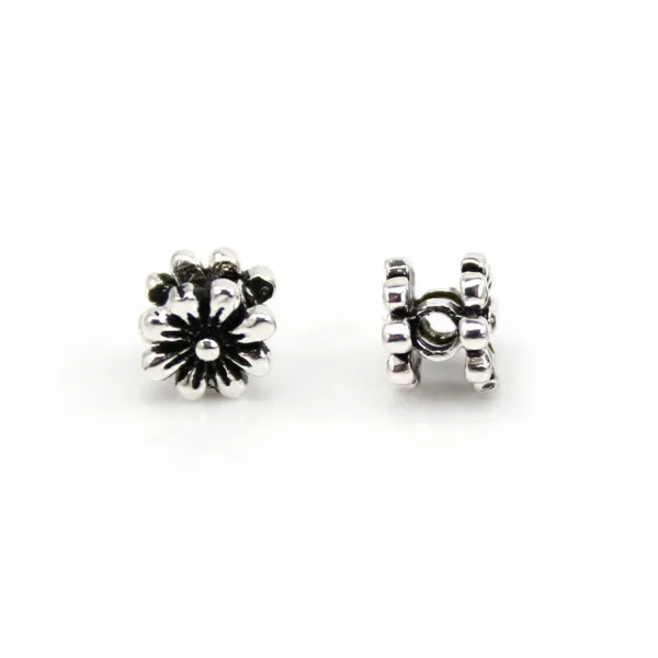 Perle intercalaire margherita 6mm - Argento 925 niellato x 4 pezzi