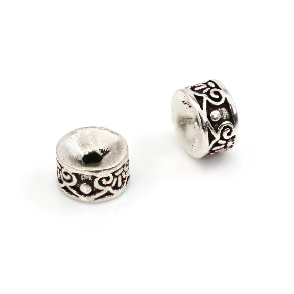 Perle intercalaire rondelle décoré 3x5mm - Argent 925 niellé x 2pcs