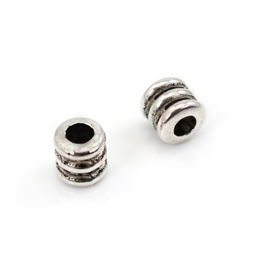 Perle intercalaire tube strié 5.5x5.5mm - Argent 925 niellé x 1pc