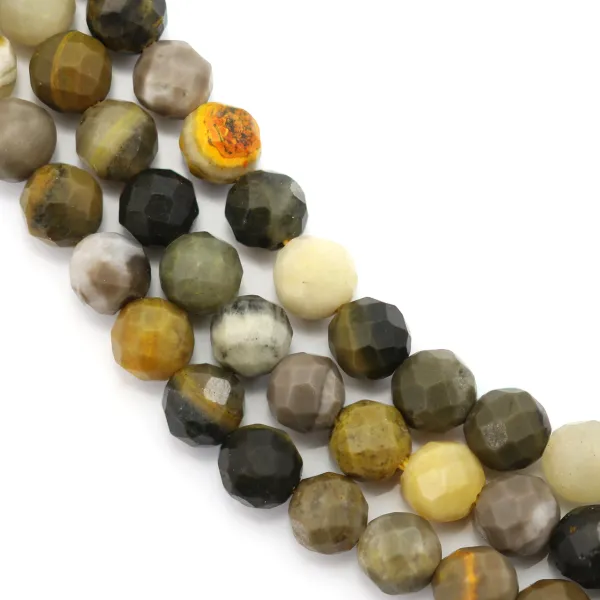 Faceted round bumblebee jasper 4mm x 39cm