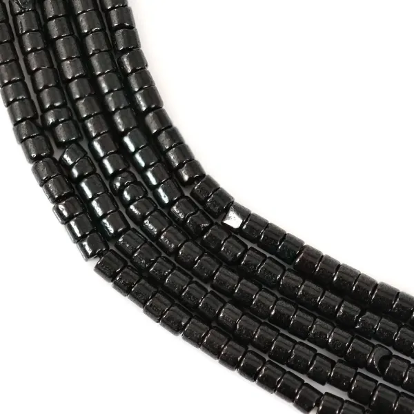 Schwarzer Spinell Rundell-Röhrenperle 1.1x1.7mm x 38cm