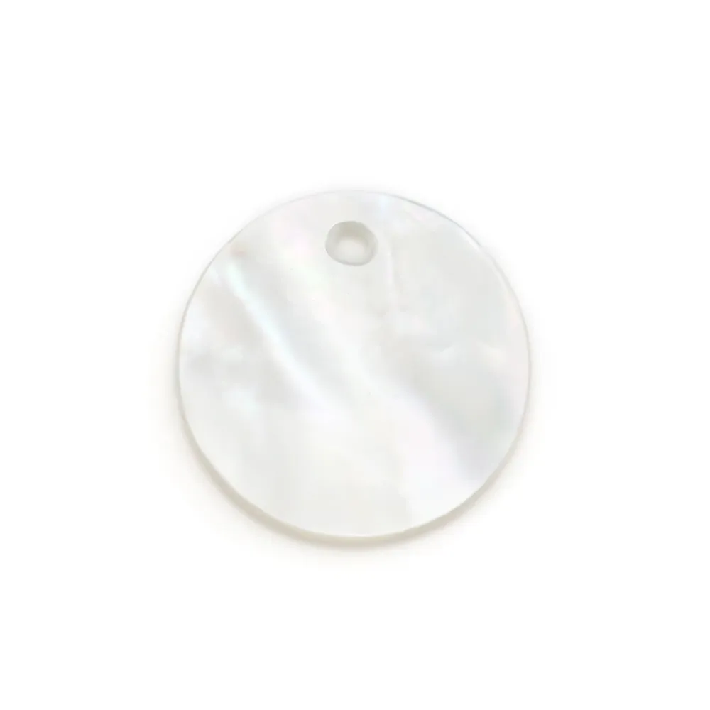 Weiße runde flache Perle 10mm x 4 Stück