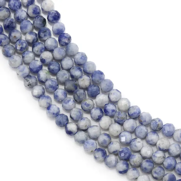Blue faceted round jasper bead 3mm x 39cm