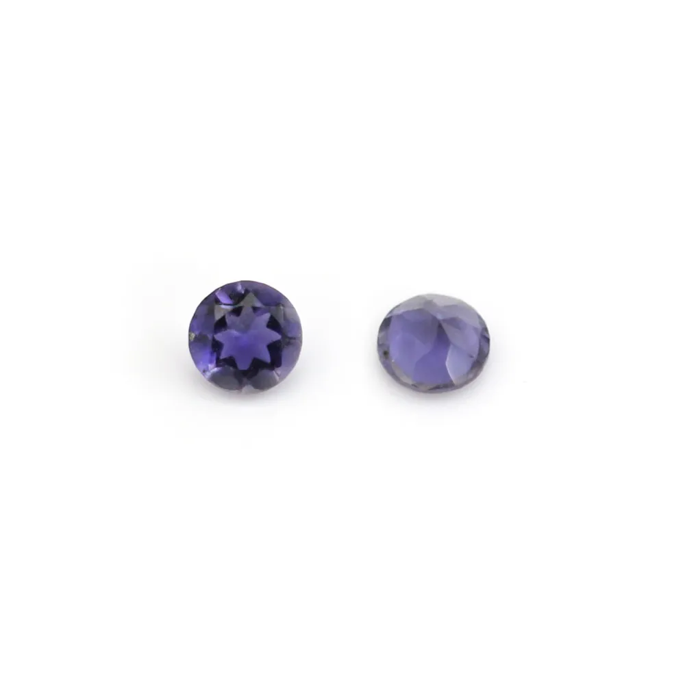 Cordierite (Iolite) set, round brilliant cut, 3.5mm x 1pc.