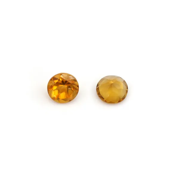 Citrine set, round brilliant cut, 7mm x 1pc