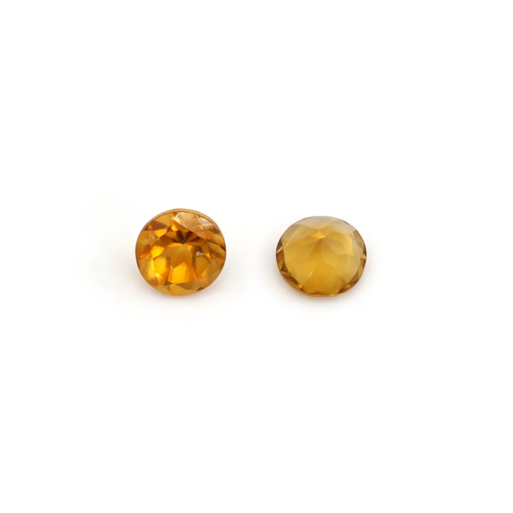 Citrine à sertir, taille rond brillant 7mm x 1pc