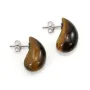 Brincos Olho de Tigre em forma de gota 10x20mm - Prata 925 com ródio x 2 unidades
