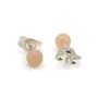 Boucles d'oreilles Pierre de lune orange 4mm - Argent 925 rhodié x 2pcs